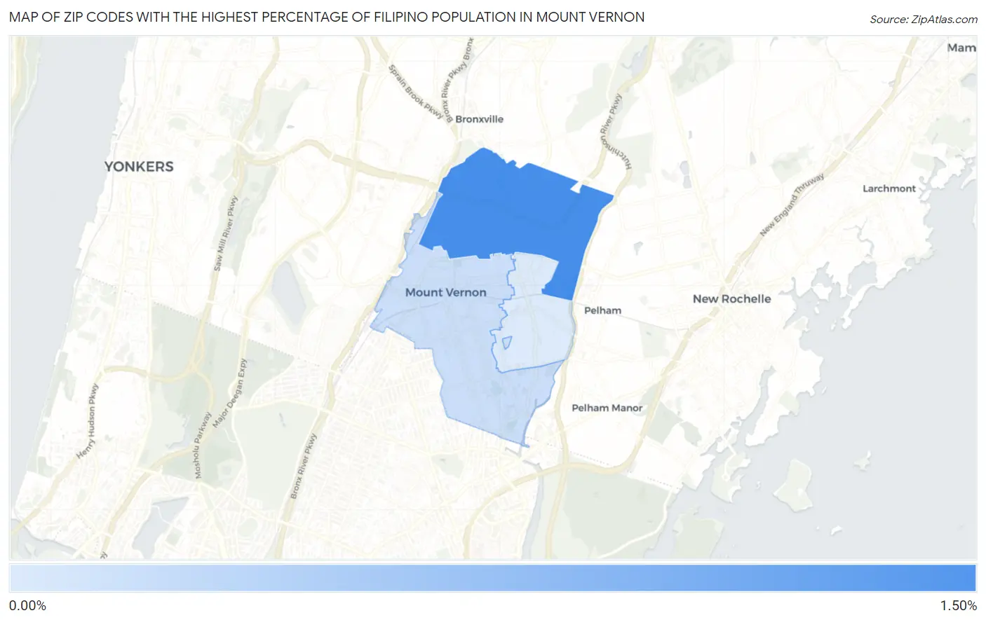 Zip Codes with the Highest Percentage of Filipino Population in Mount Vernon Map