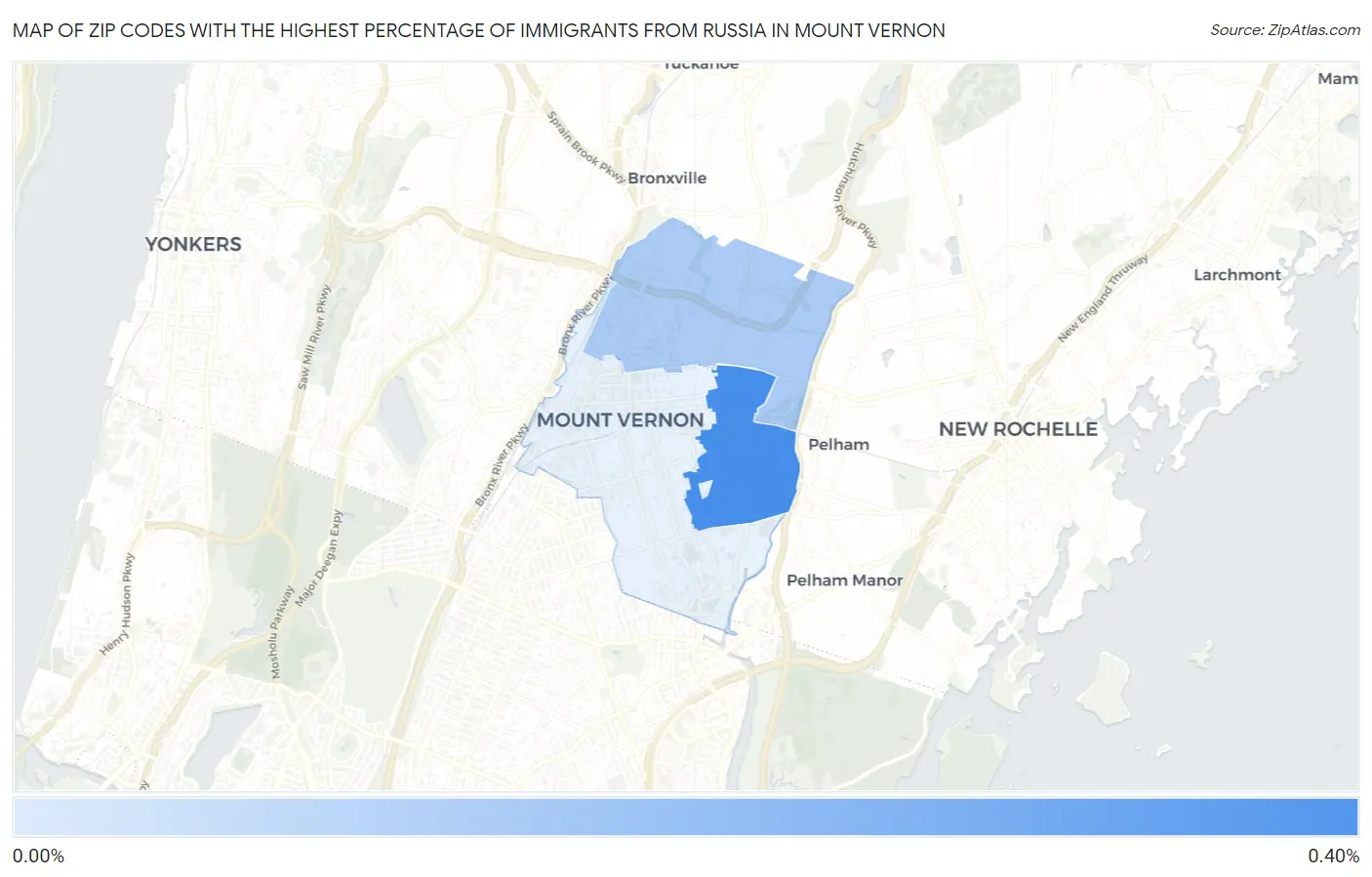 Zip Codes with the Highest Percentage of Immigrants from Russia in Mount Vernon Map