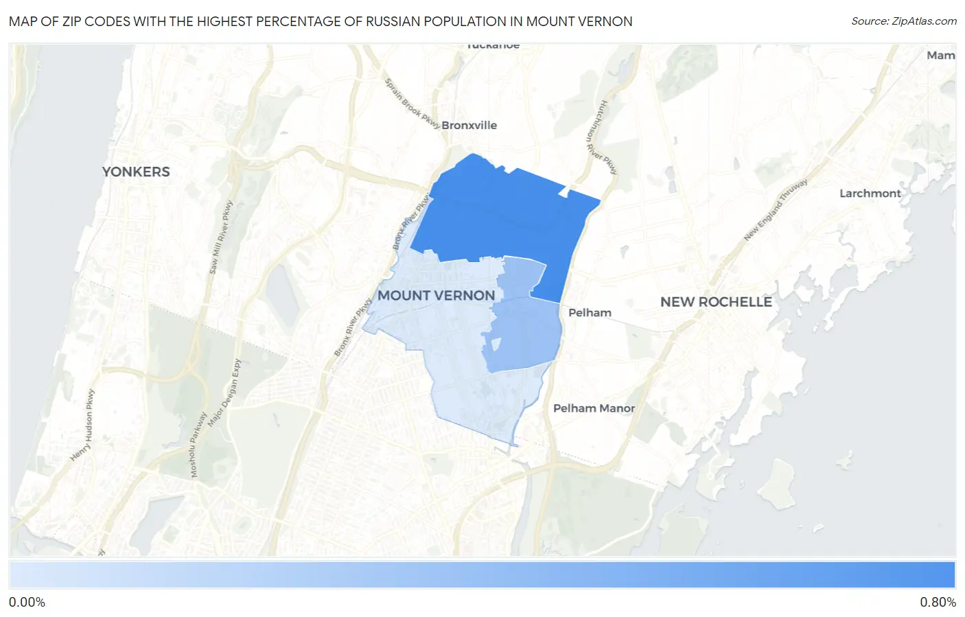 Zip Codes with the Highest Percentage of Russian Population in Mount Vernon Map