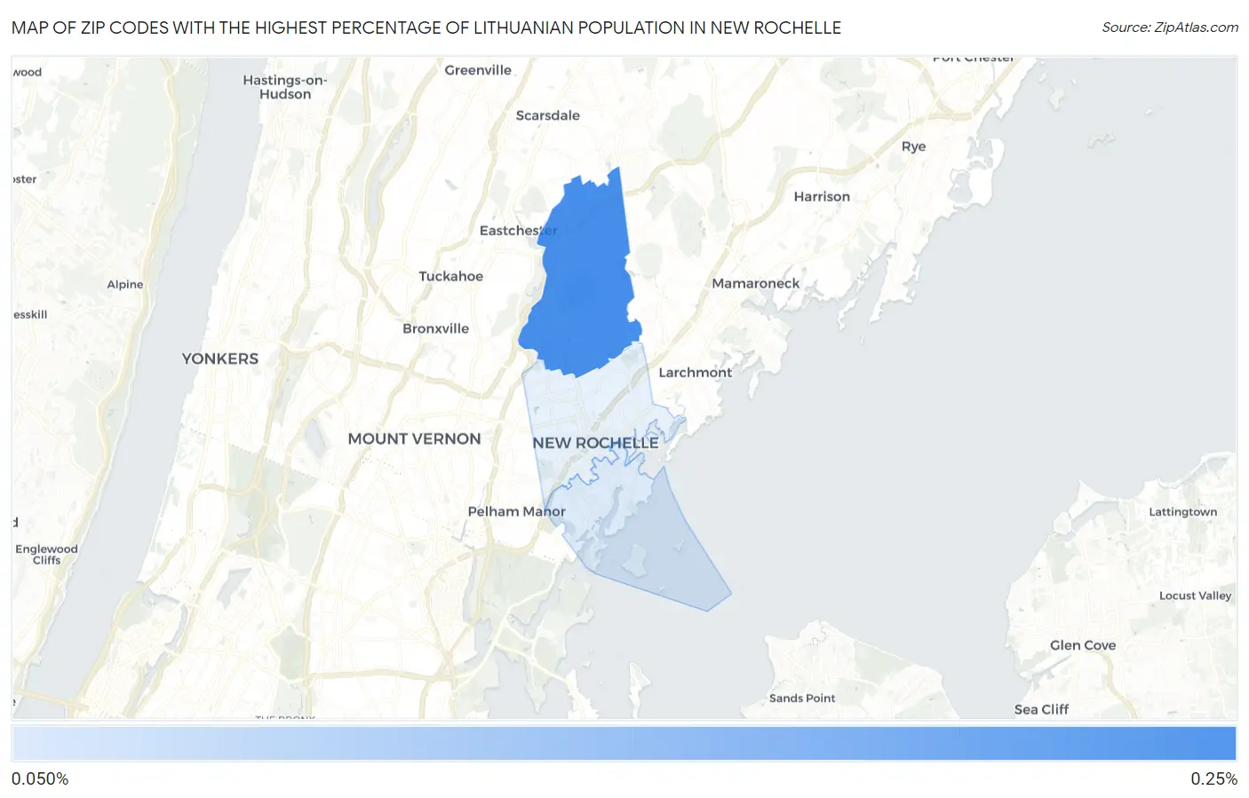 Zip Codes with the Highest Percentage of Lithuanian Population in New Rochelle Map