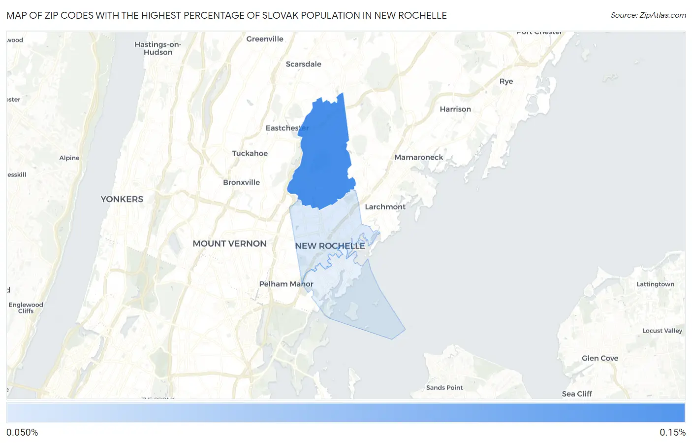 Zip Codes with the Highest Percentage of Slovak Population in New Rochelle Map