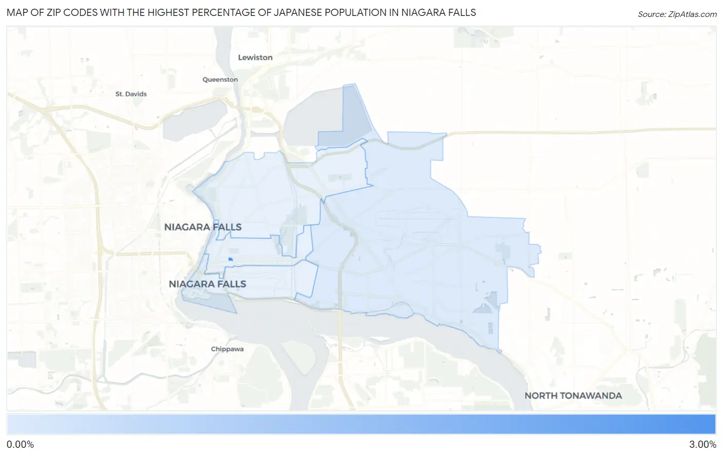 Zip Codes with the Highest Percentage of Japanese Population in Niagara Falls Map