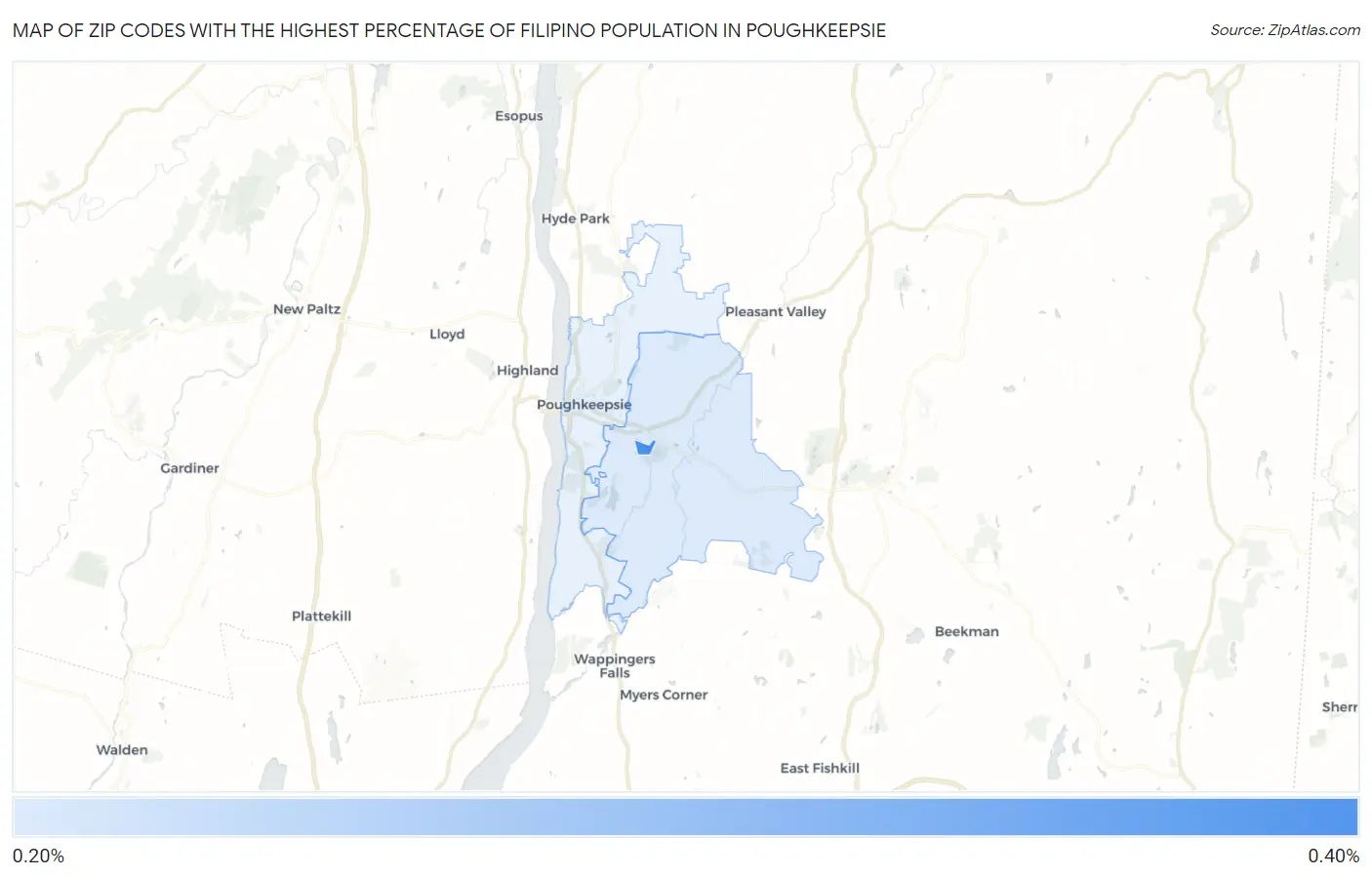 Zip Codes with the Highest Percentage of Filipino Population in Poughkeepsie Map