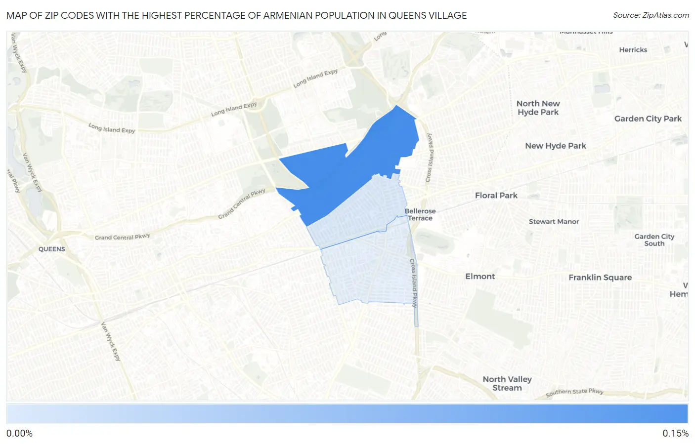 Zip Codes with the Highest Percentage of Armenian Population in Queens Village Map