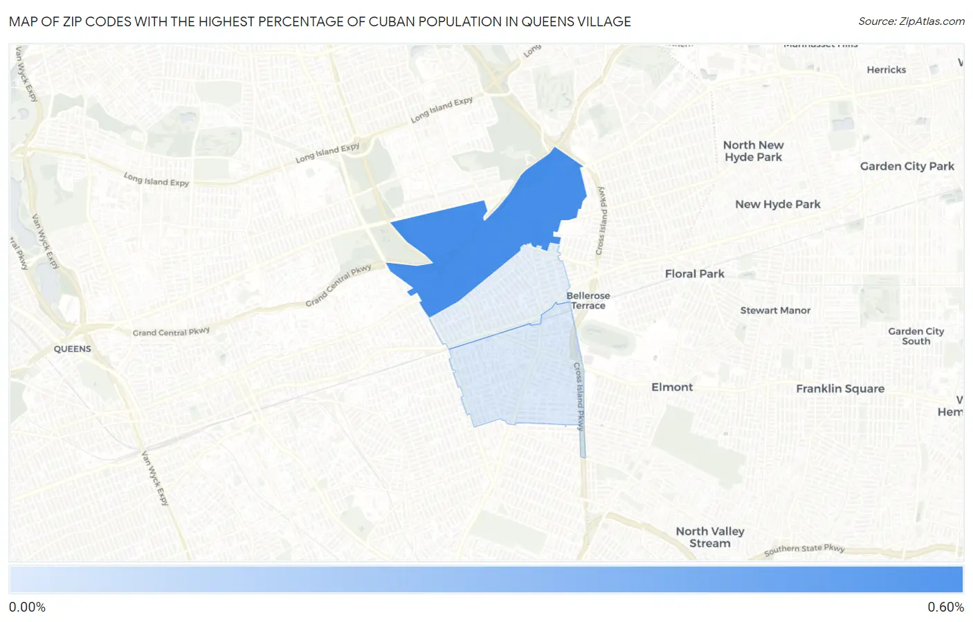 Zip Codes with the Highest Percentage of Cuban Population in Queens Village Map
