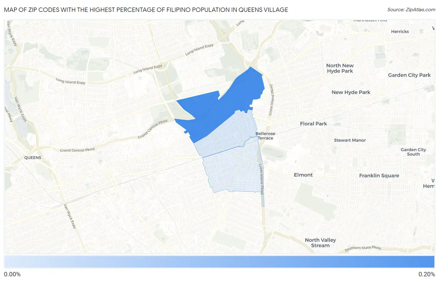 Zip Codes with the Highest Percentage of Filipino Population in Queens Village Map