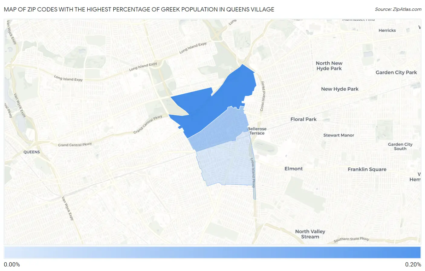Zip Codes with the Highest Percentage of Greek Population in Queens Village Map