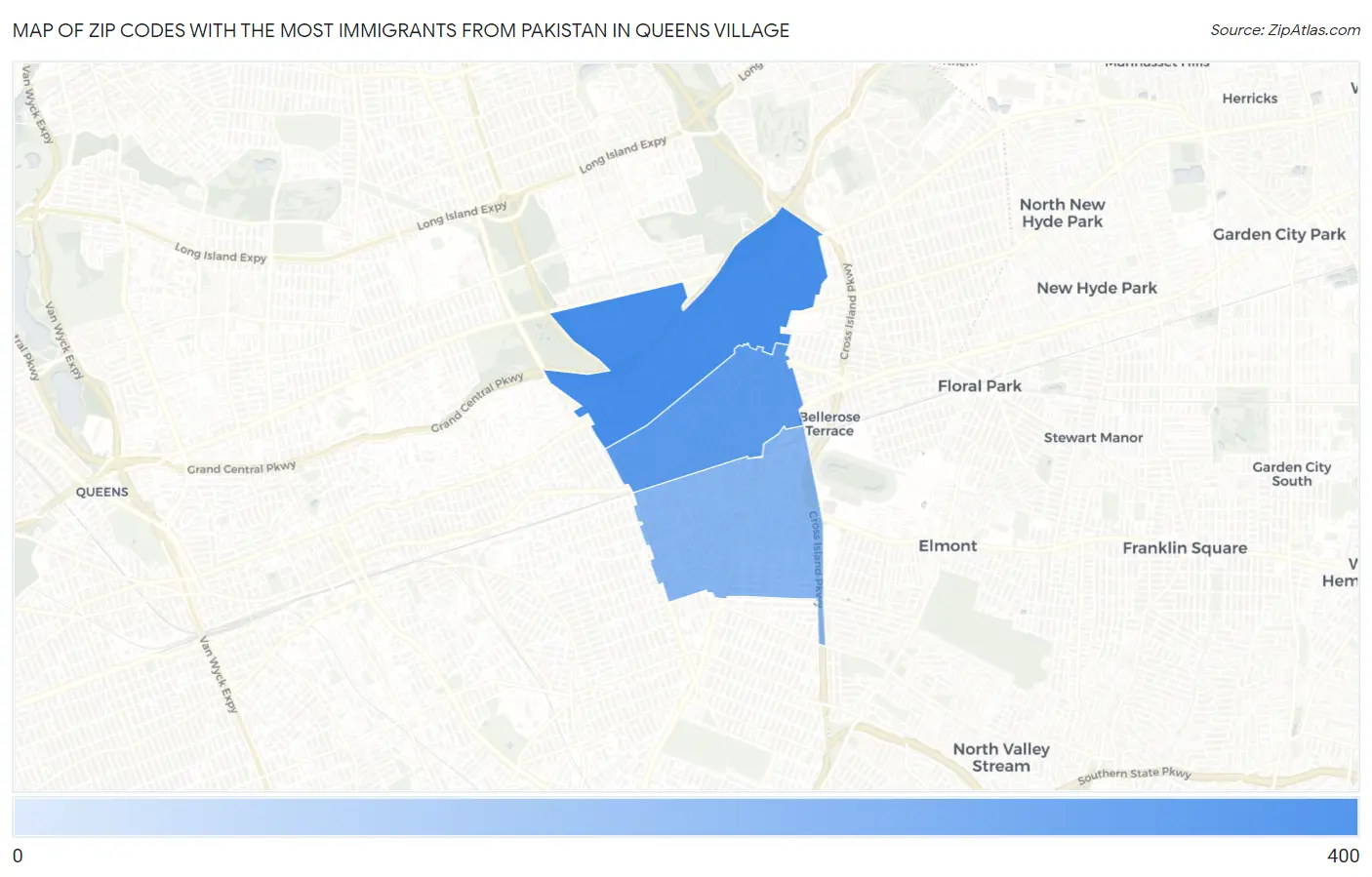 Zip Codes with the Most Immigrants from Pakistan in Queens Village Map
