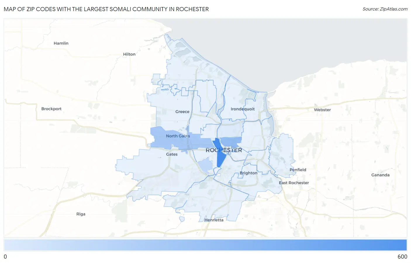Zip Codes with the Largest Somali Community in Rochester Map