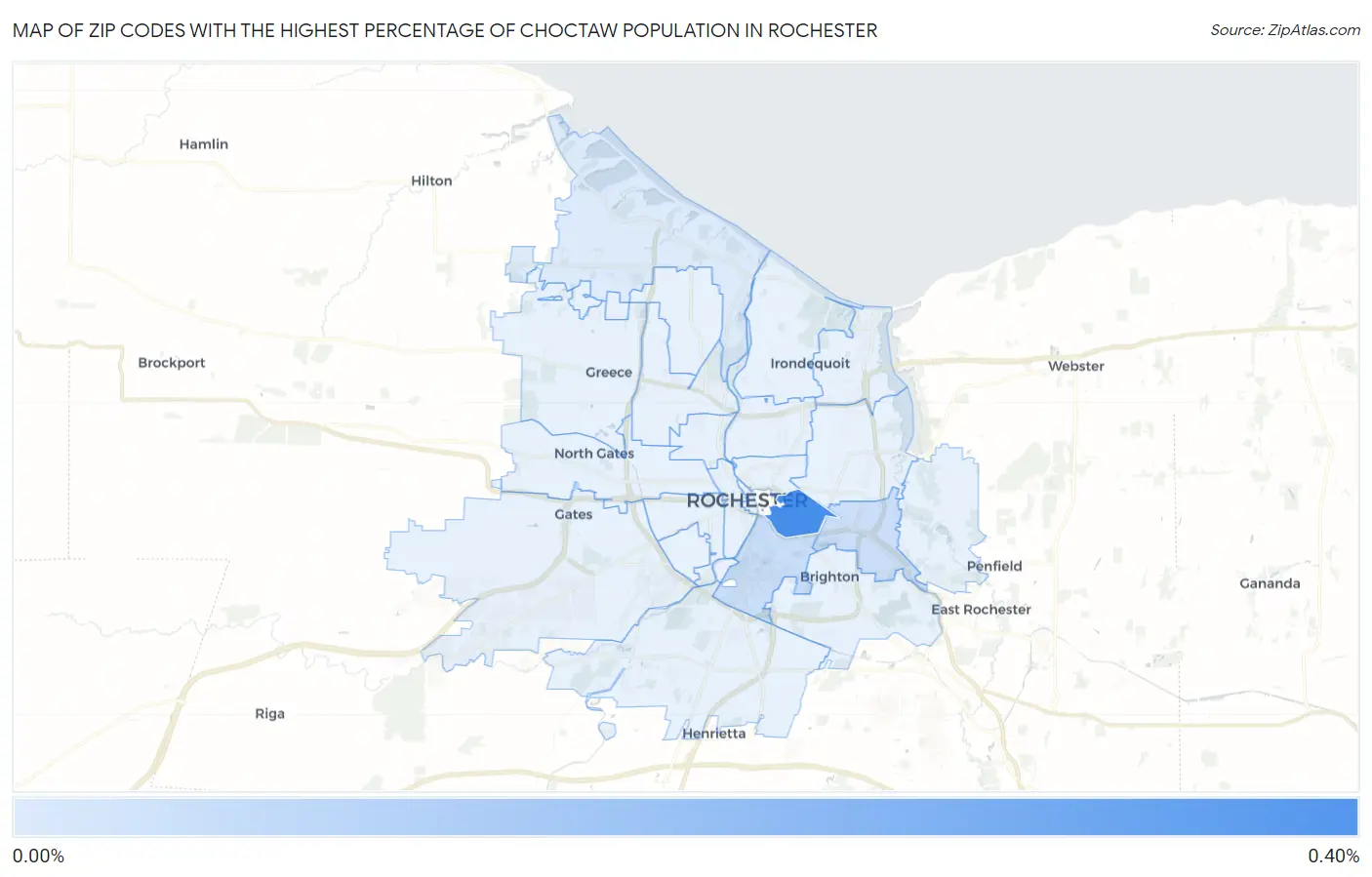 Zip Codes with the Highest Percentage of Choctaw Population in Rochester Map