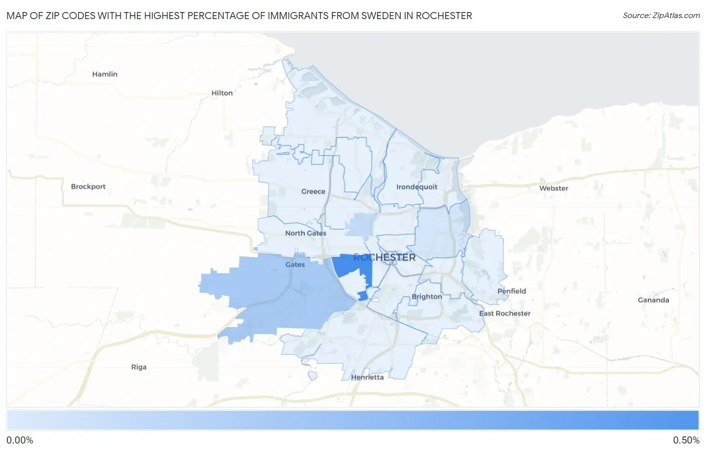 Zip Codes with the Highest Percentage of Immigrants from Sweden in Rochester Map