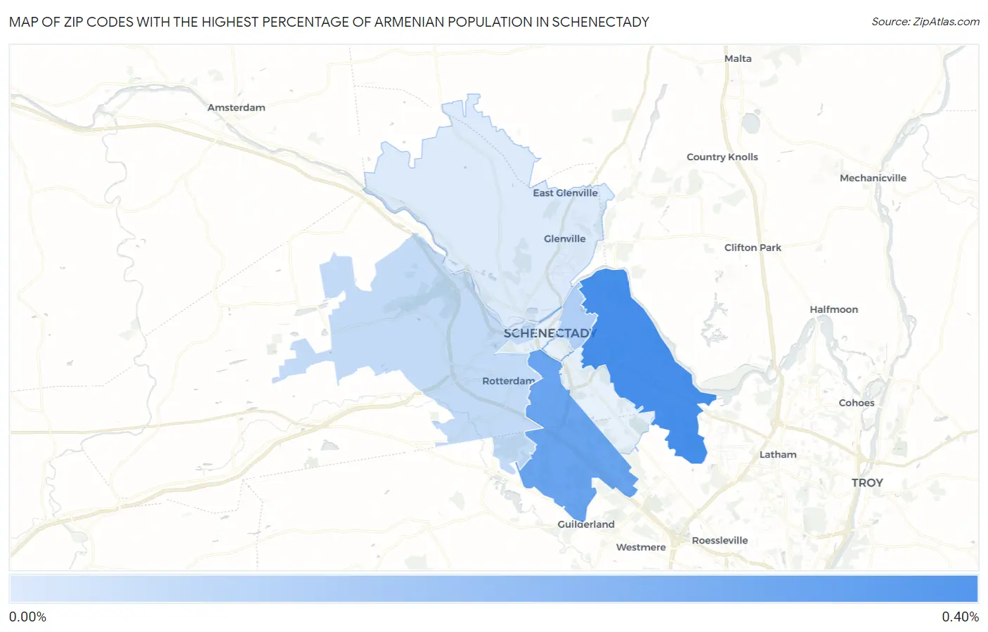 Zip Codes with the Highest Percentage of Armenian Population in Schenectady Map