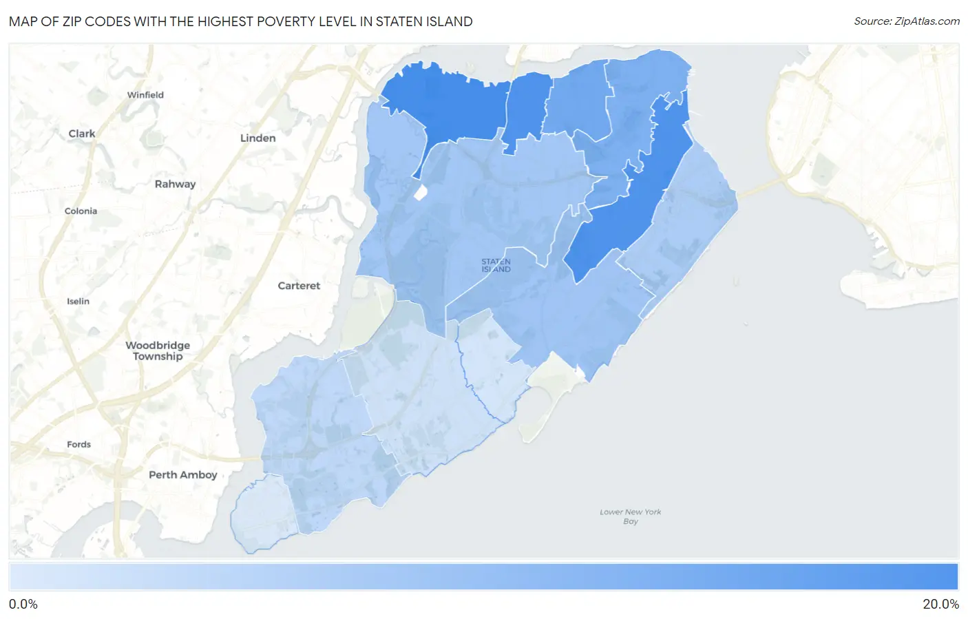 Zip Codes with the Highest Poverty Level in Staten Island Map