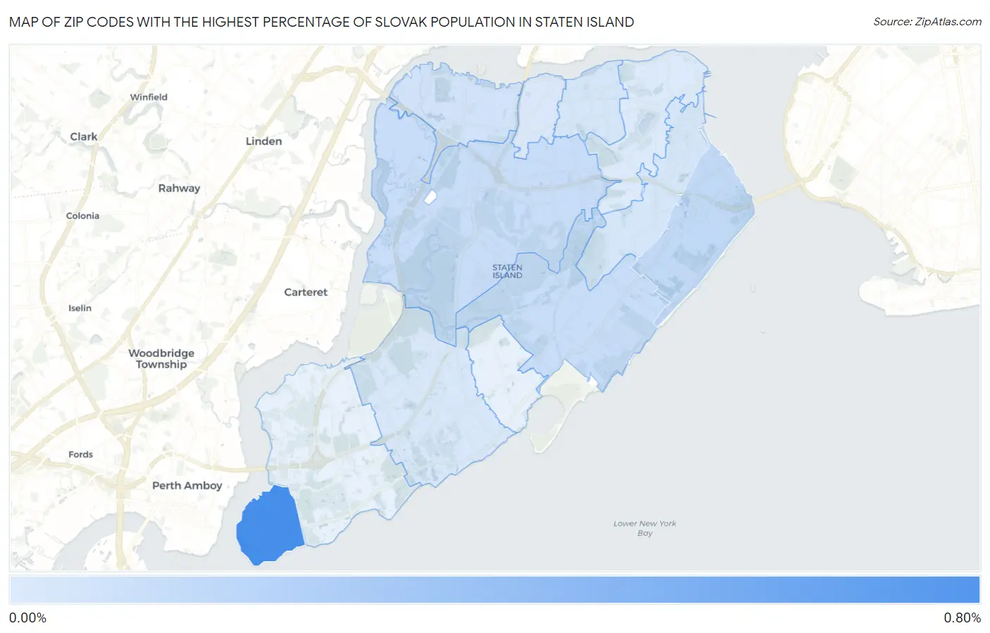 Zip Codes with the Highest Percentage of Slovak Population in Staten Island Map