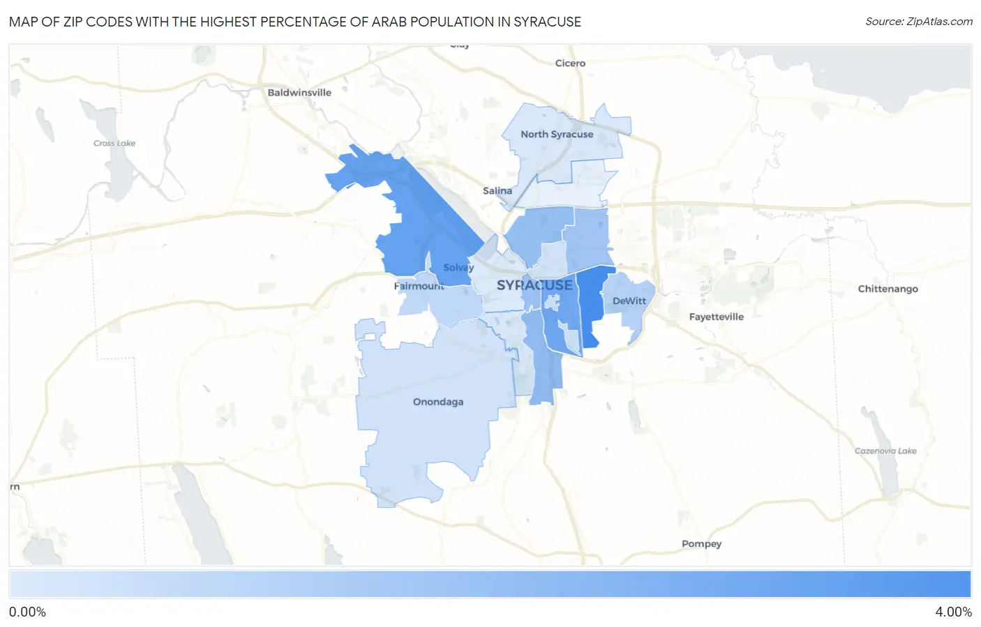 Zip Codes with the Highest Percentage of Arab Population in Syracuse Map