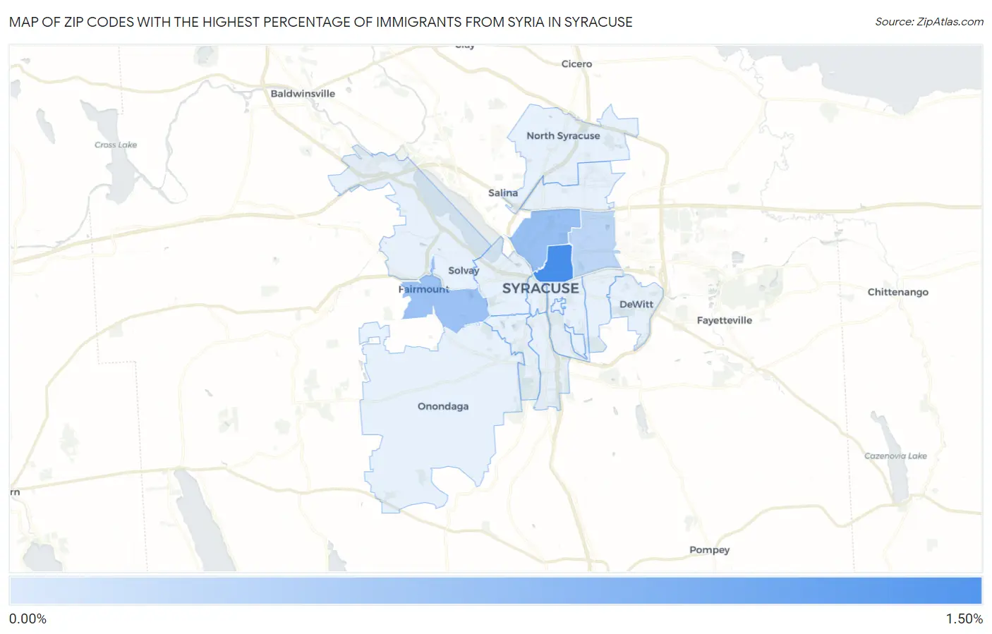 Zip Codes with the Highest Percentage of Immigrants from Syria in Syracuse Map