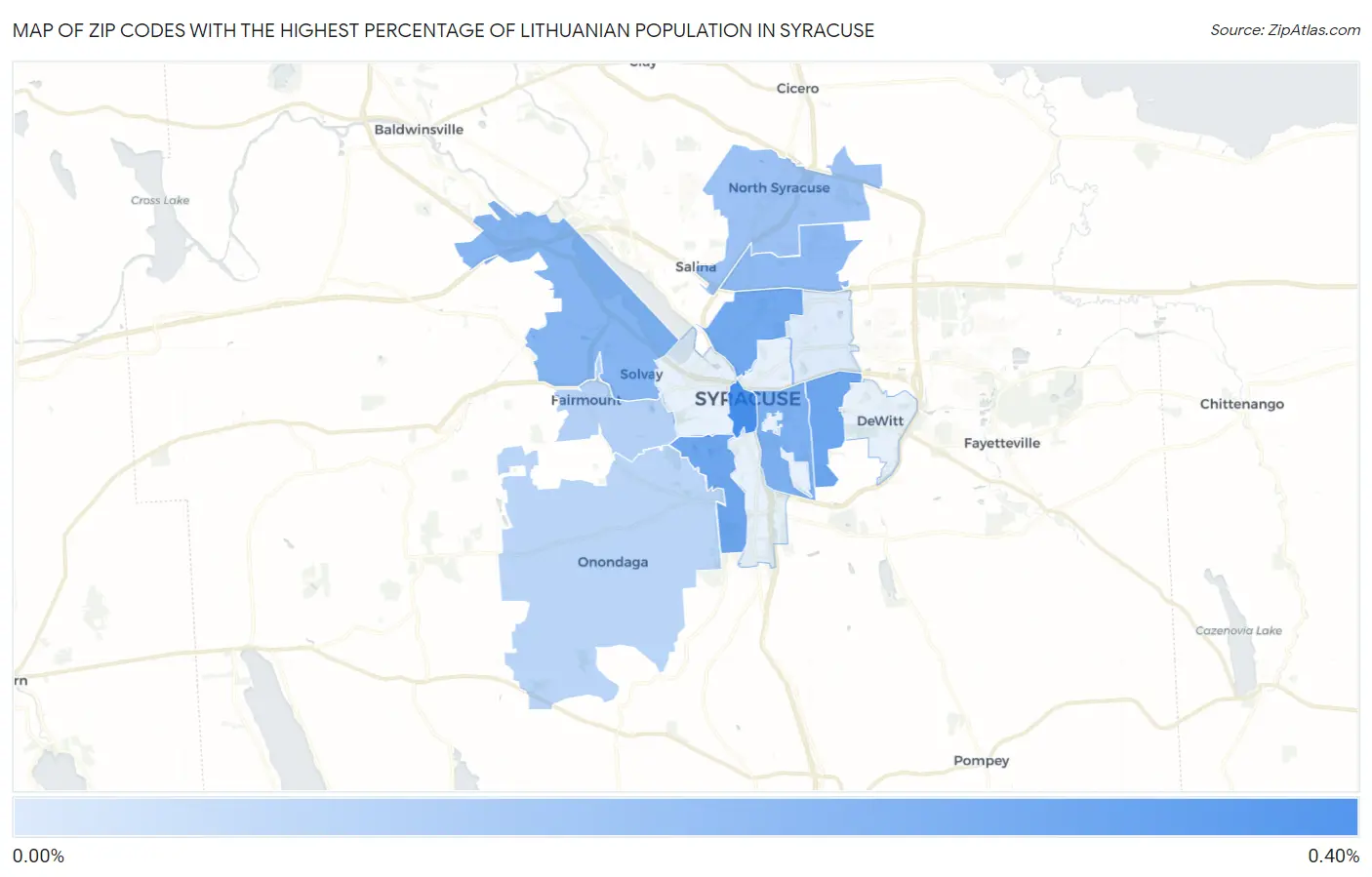 Zip Codes with the Highest Percentage of Lithuanian Population in Syracuse Map
