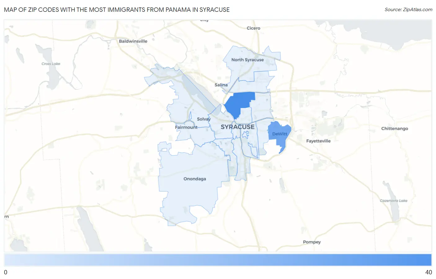 Zip Codes with the Most Immigrants from Panama in Syracuse Map