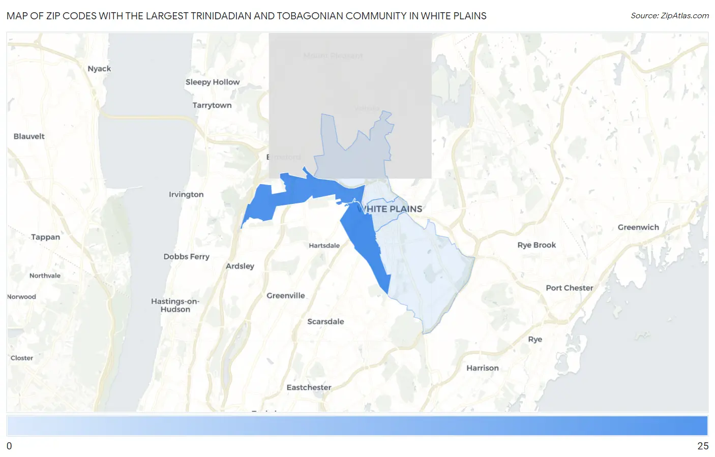 Zip Codes with the Largest Trinidadian and Tobagonian Community in White Plains Map