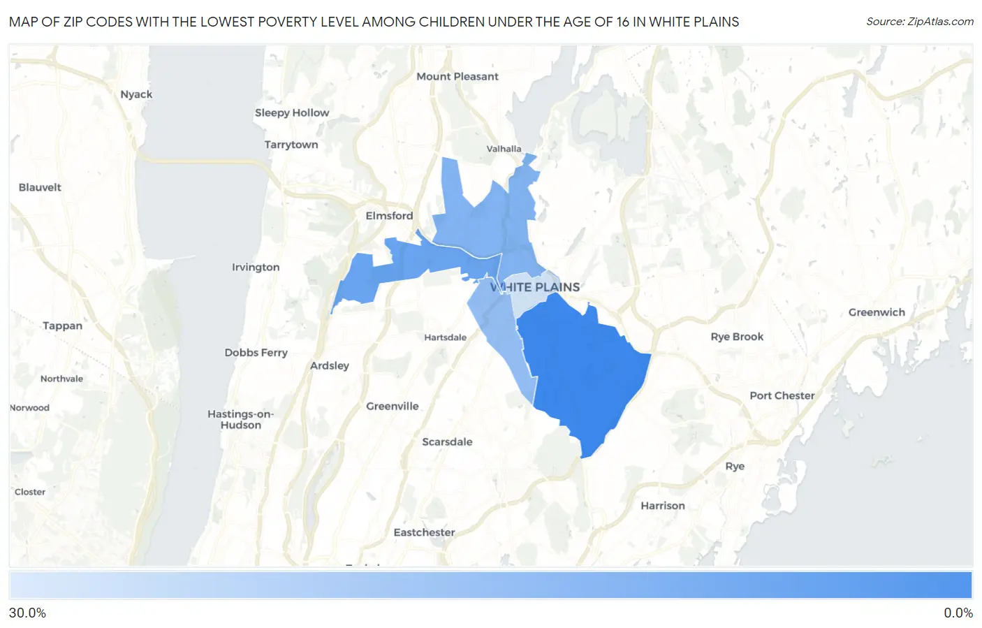 Zip Codes with the Lowest Poverty Level Among Children Under the Age of 16 in White Plains Map