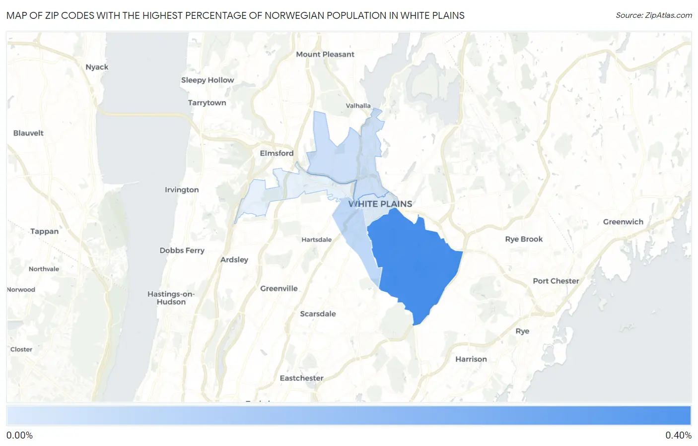 Zip Codes with the Highest Percentage of Norwegian Population in White Plains Map