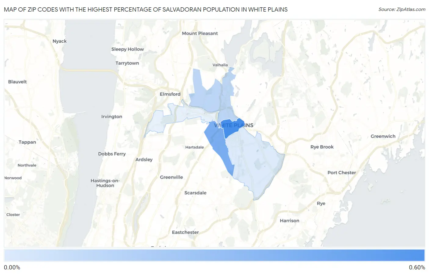 Zip Codes with the Highest Percentage of Salvadoran Population in White Plains Map