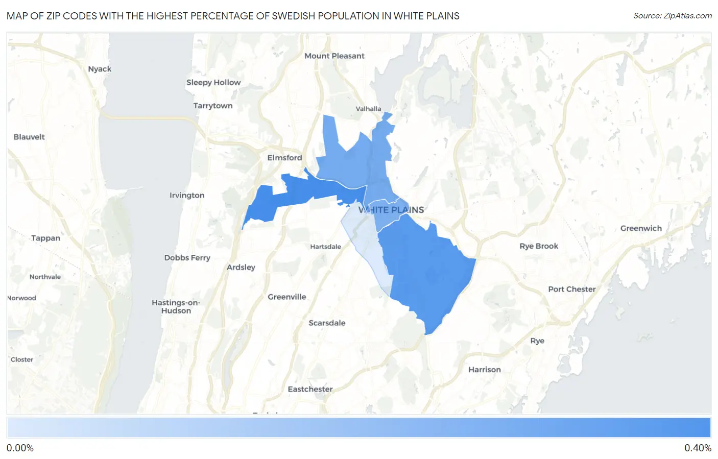 Zip Codes with the Highest Percentage of Swedish Population in White Plains Map