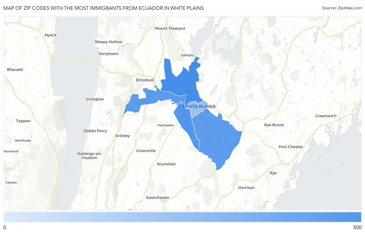 Zip Codes with the Most Immigrants from Ecuador in White Plains Map