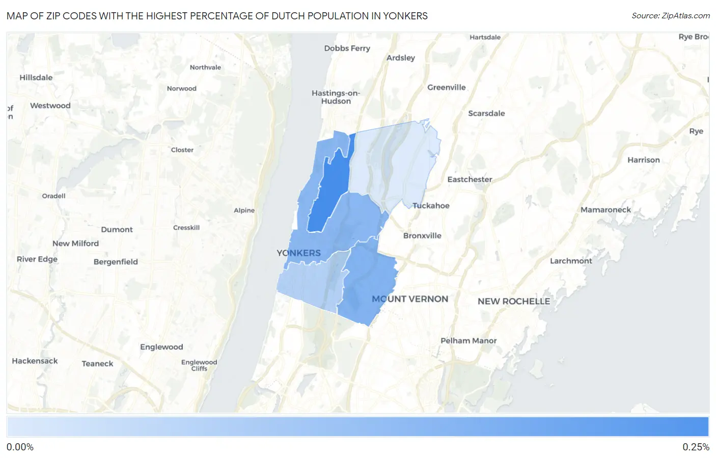 Zip Codes with the Highest Percentage of Dutch Population in Yonkers Map