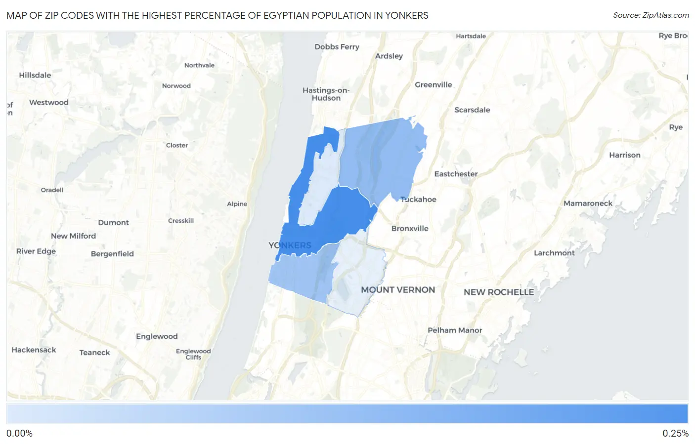 Zip Codes with the Highest Percentage of Egyptian Population in Yonkers Map