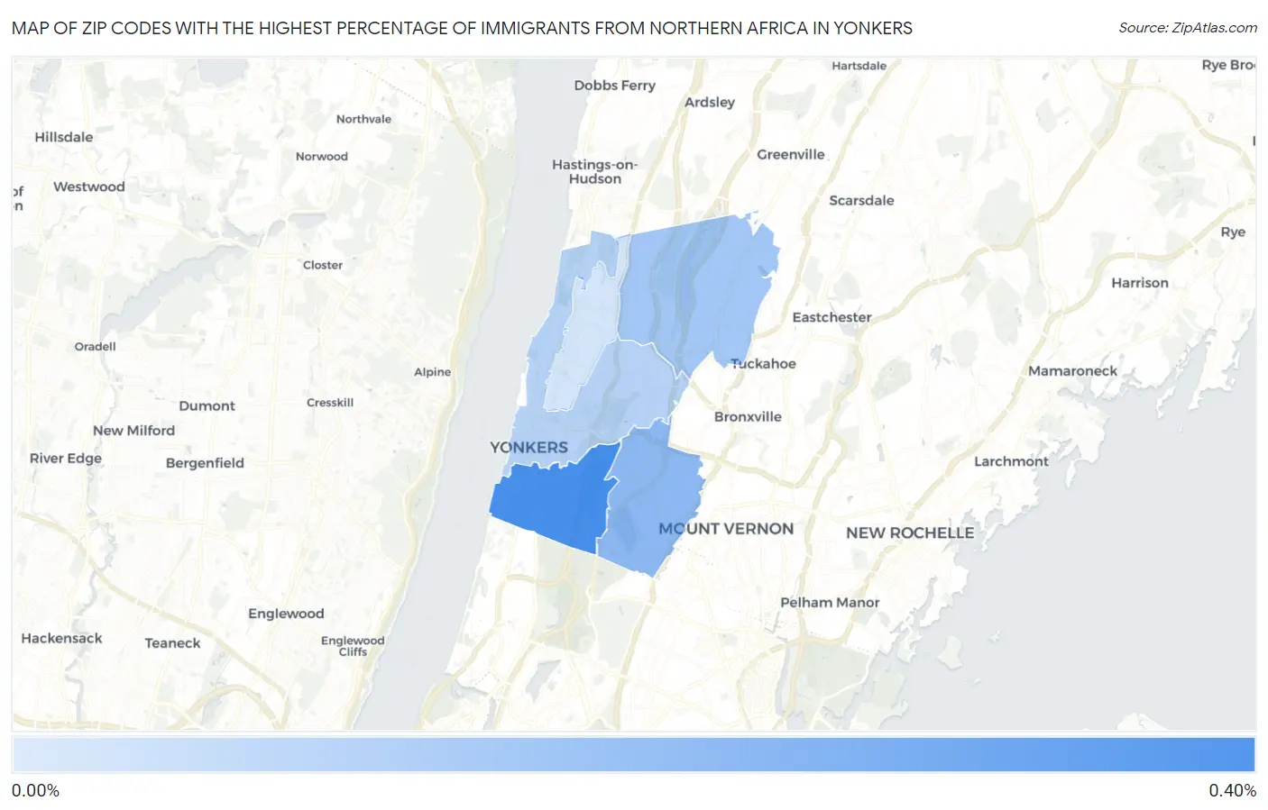 Zip Codes with the Highest Percentage of Immigrants from Northern Africa in Yonkers Map