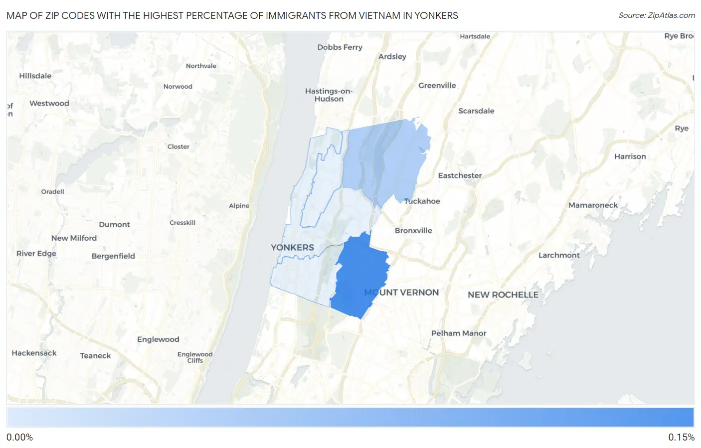 Zip Codes with the Highest Percentage of Immigrants from Vietnam in Yonkers Map