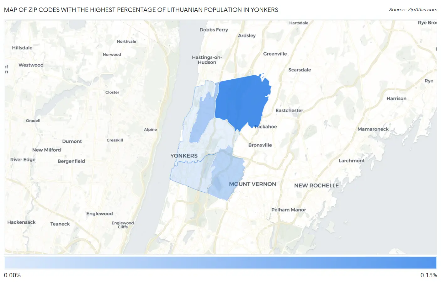 Zip Codes with the Highest Percentage of Lithuanian Population in Yonkers Map