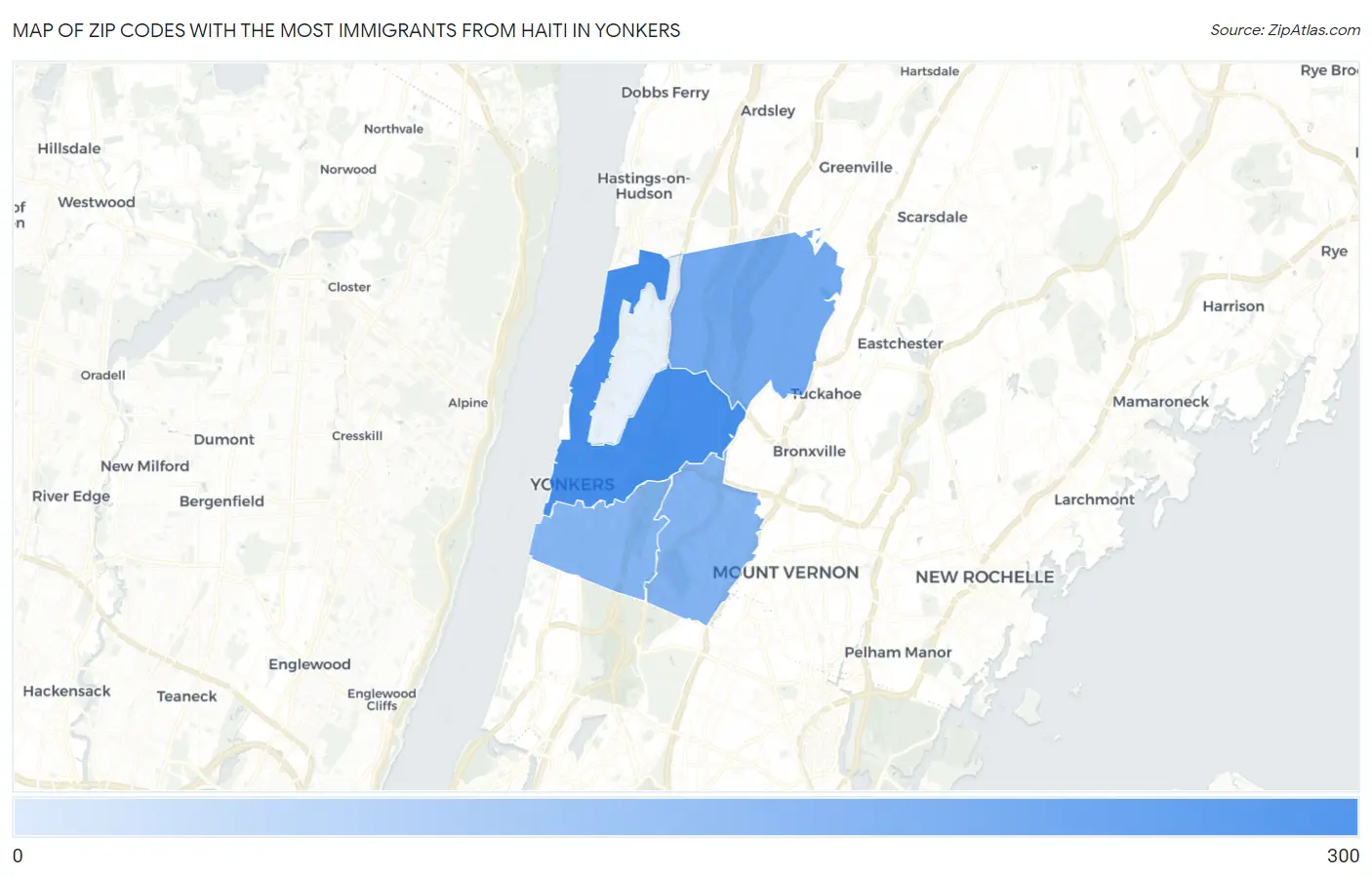 Zip Codes with the Most Immigrants from Haiti in Yonkers Map