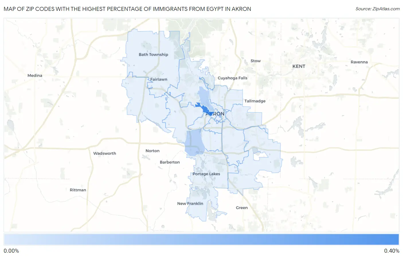 Zip Codes with the Highest Percentage of Immigrants from Egypt in Akron Map