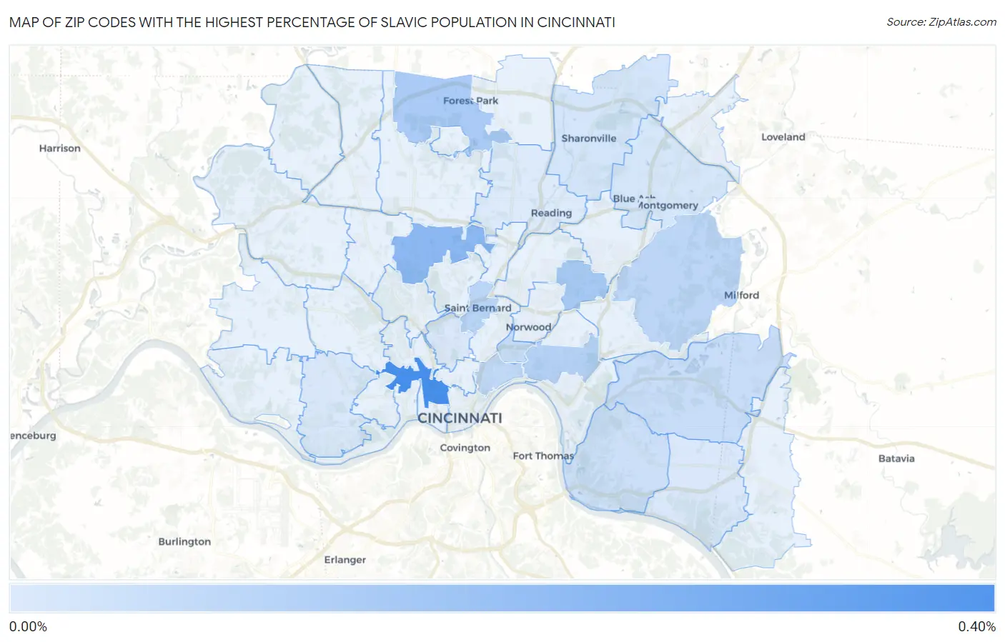 Zip Codes with the Highest Percentage of Slavic Population in Cincinnati Map
