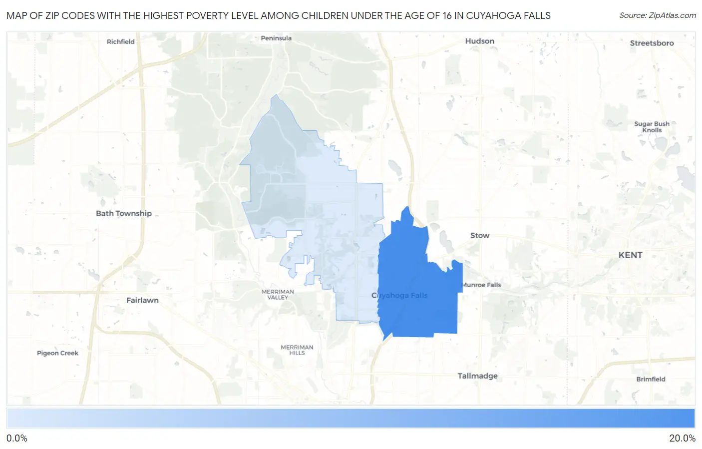 Zip Codes with the Highest Poverty Level Among Children Under the Age of 16 in Cuyahoga Falls Map