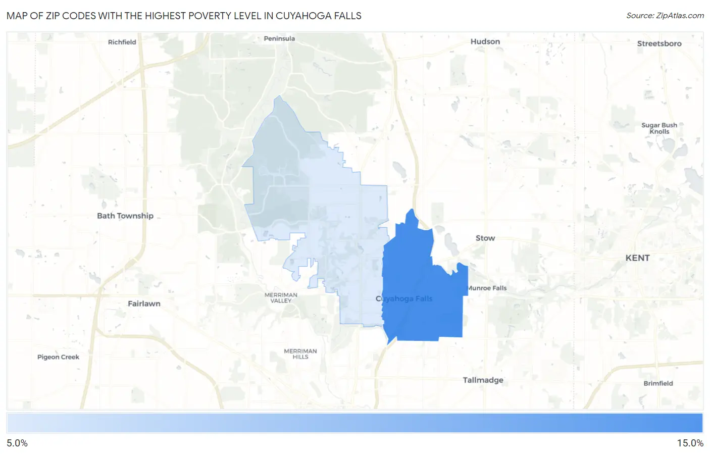 Zip Codes with the Highest Poverty Level in Cuyahoga Falls Map