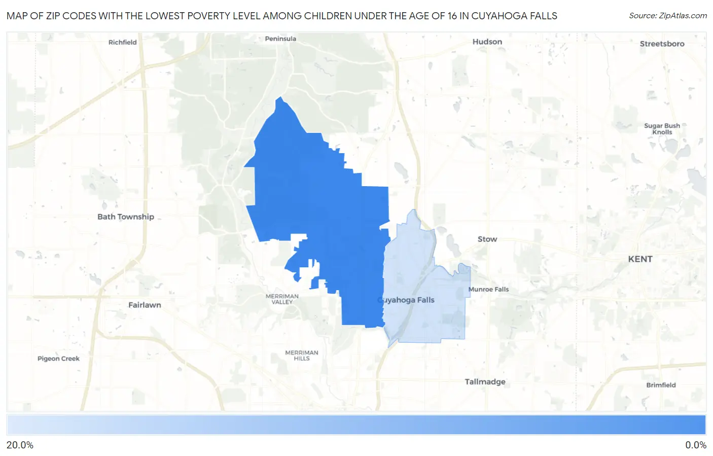 Zip Codes with the Lowest Poverty Level Among Children Under the Age of 16 in Cuyahoga Falls Map