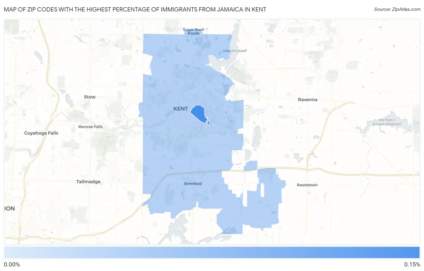 Zip Codes with the Highest Percentage of Immigrants from Jamaica in Kent Map
