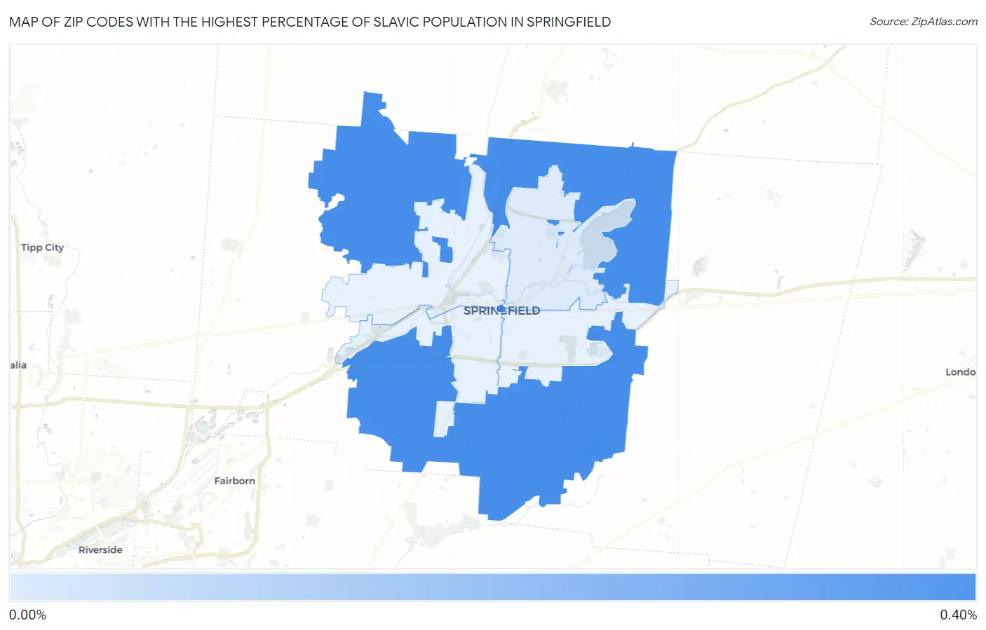 Zip Codes with the Highest Percentage of Slavic Population in Springfield Map