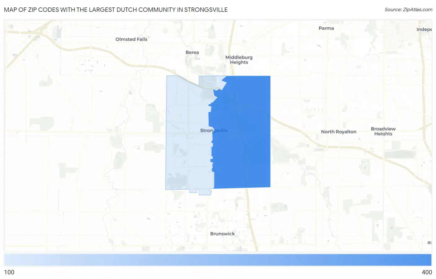 Zip Codes with the Largest Dutch Community in Strongsville Map