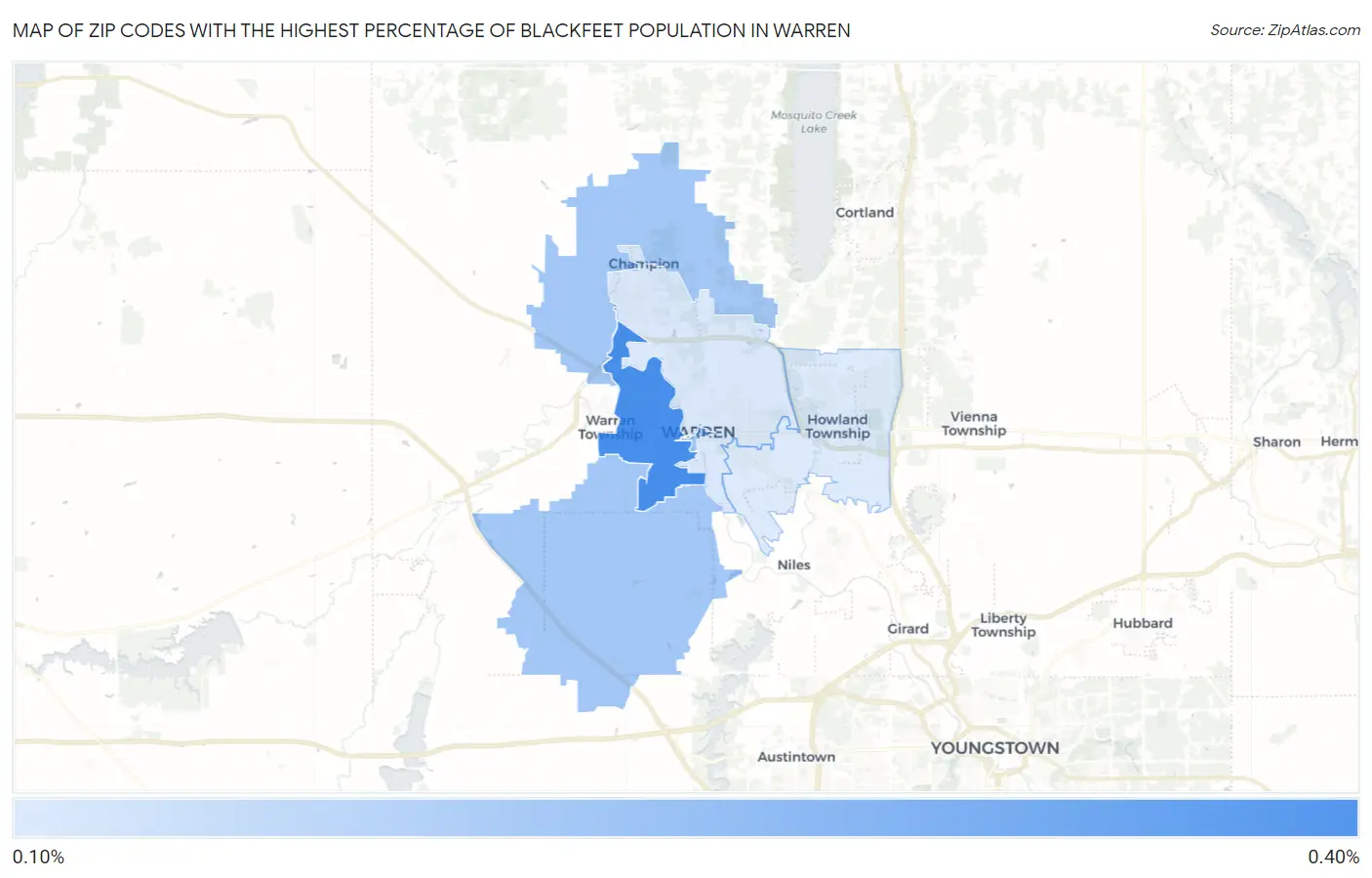 Zip Codes with the Highest Percentage of Blackfeet Population in Warren Map