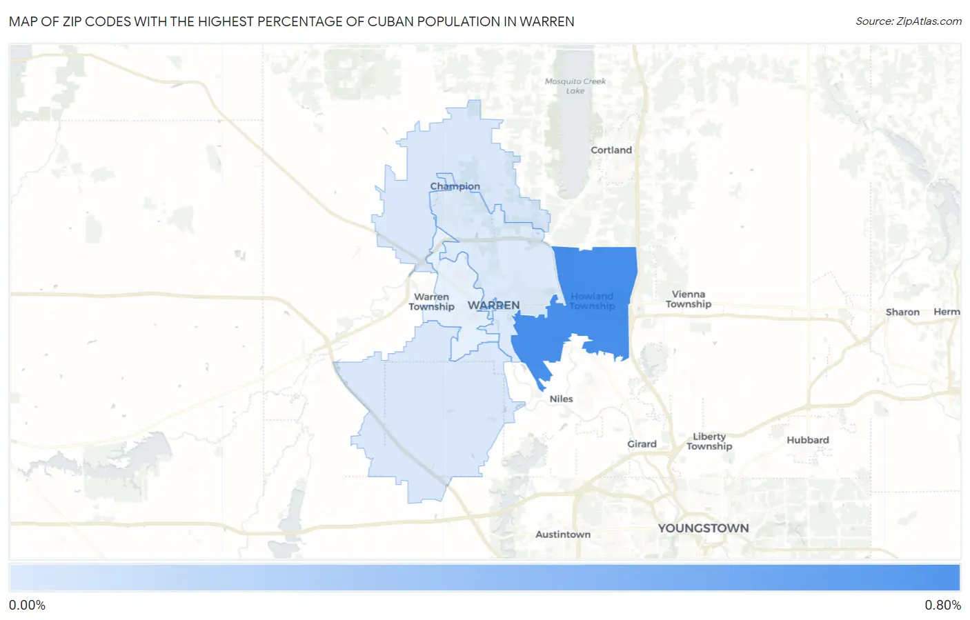 Zip Codes with the Highest Percentage of Cuban Population in Warren Map
