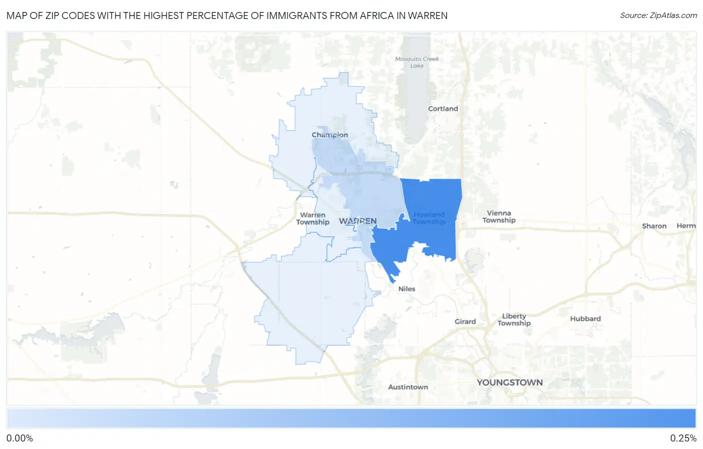 Zip Codes with the Highest Percentage of Immigrants from Africa in Warren Map