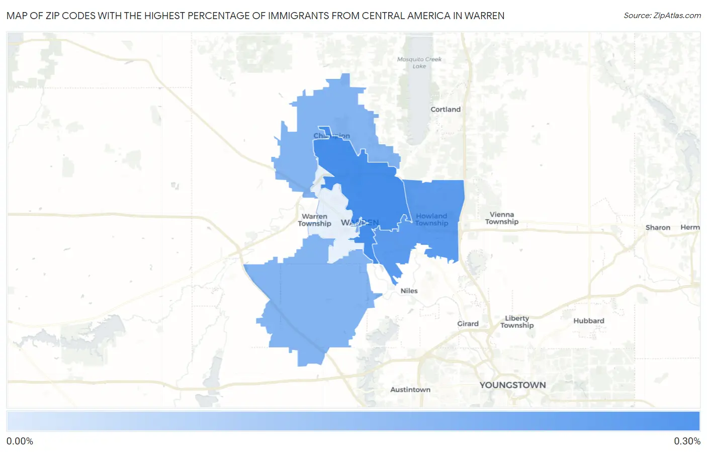 Zip Codes with the Highest Percentage of Immigrants from Central America in Warren Map