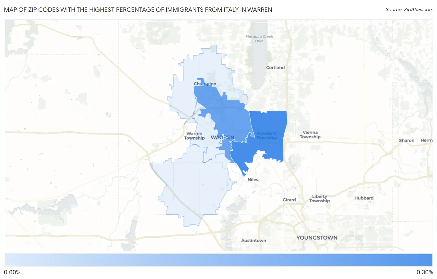 Zip Codes with the Highest Percentage of Immigrants from Italy in Warren Map