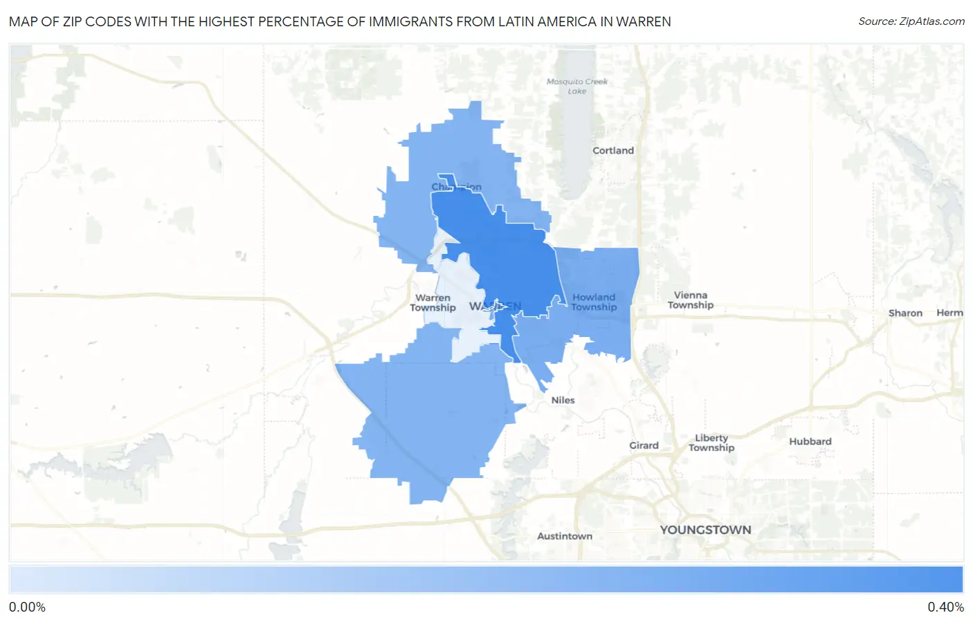 Zip Codes with the Highest Percentage of Immigrants from Latin America in Warren Map
