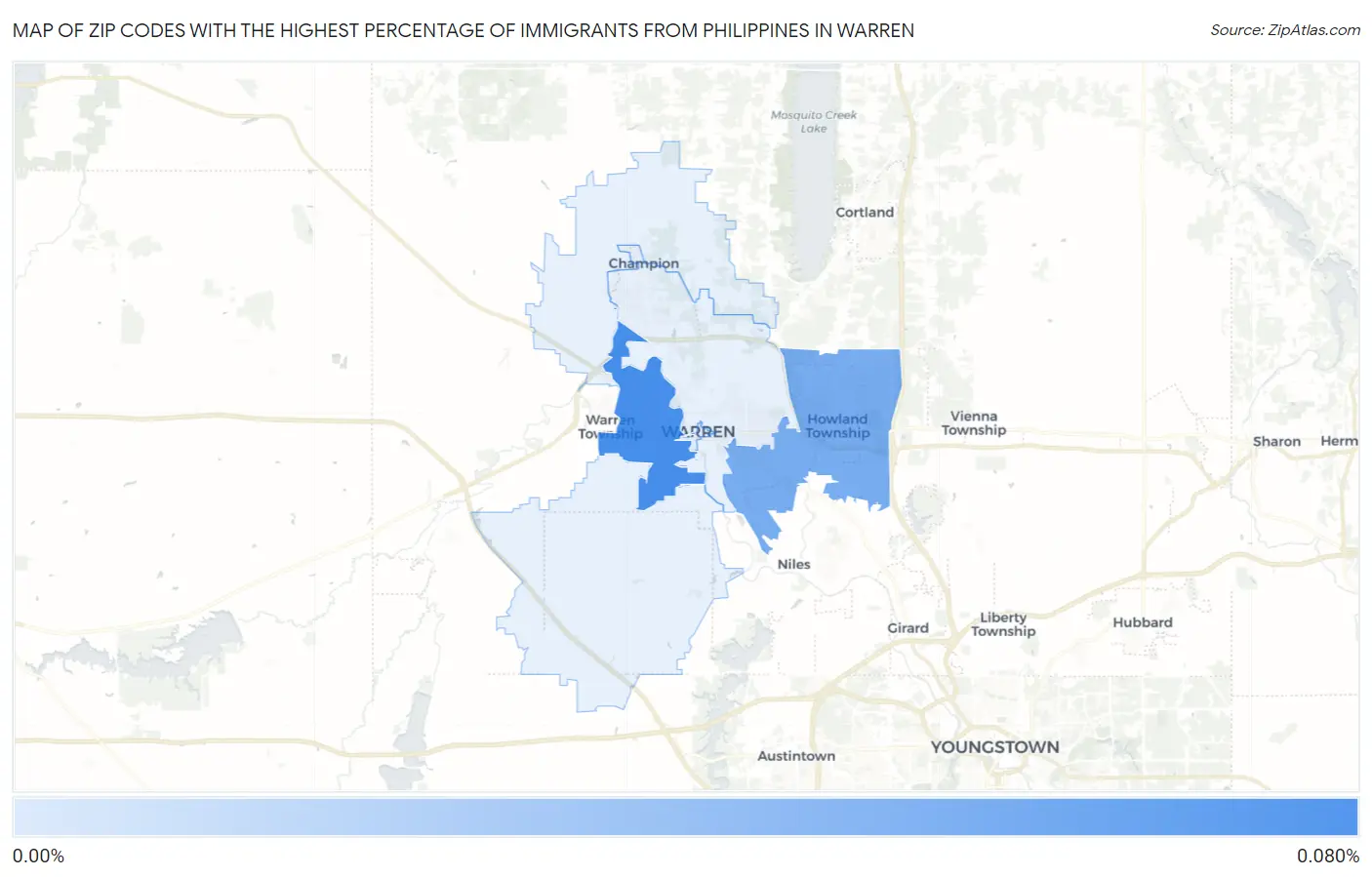 Zip Codes with the Highest Percentage of Immigrants from Philippines in Warren Map