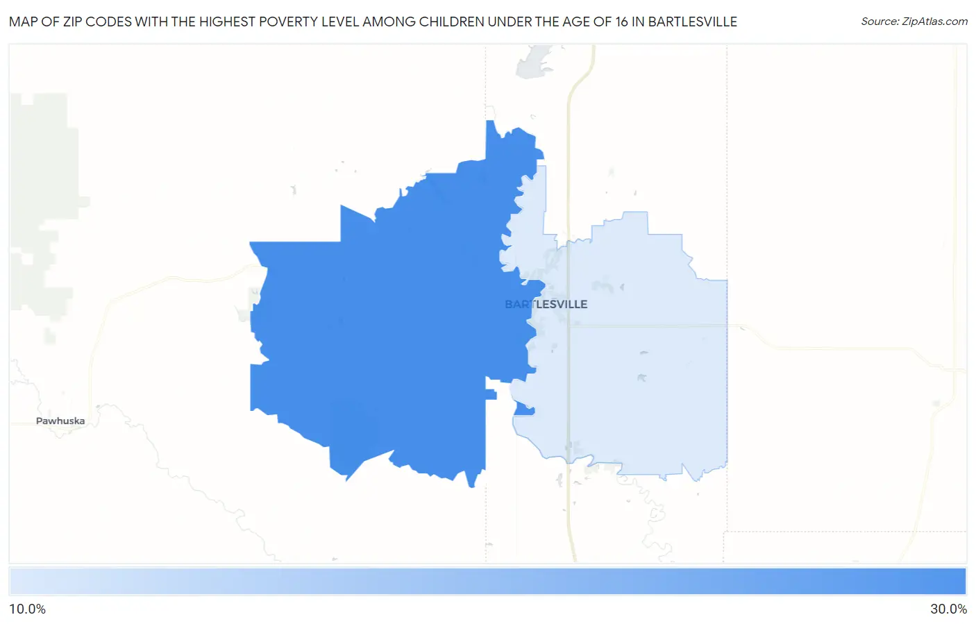 Zip Codes with the Highest Poverty Level Among Children Under the Age of 16 in Bartlesville Map